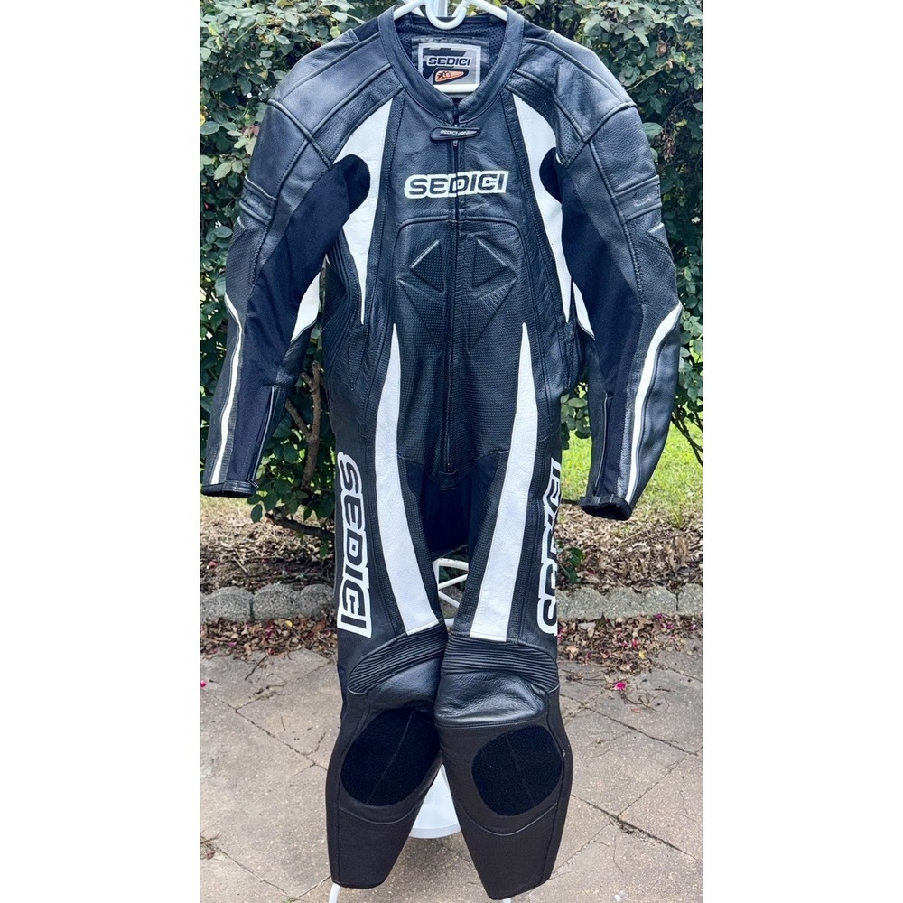 Sedici Leather Motorcycle Race Suit Size 42 Black Leather Used